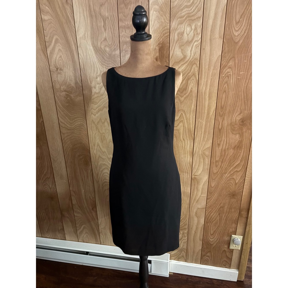 CDC Caren Desiree Company Black Lattice Back Sheath Dress‎ Size 8 Boat Neck LBD